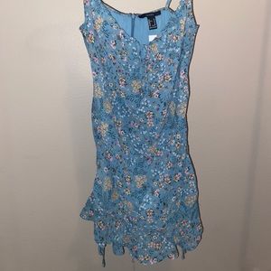 Blue Floral Mini Dress